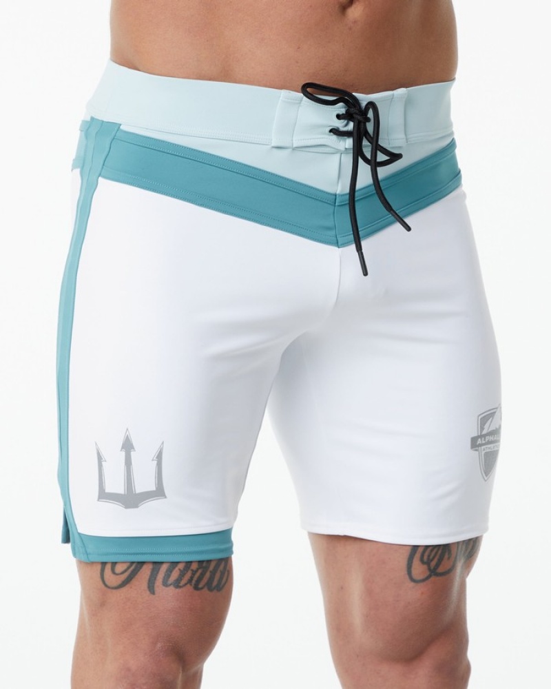 Pantaloni Scurti de Bord Barbati Alphalete Trident Competitie Albi | 792563-YLC
