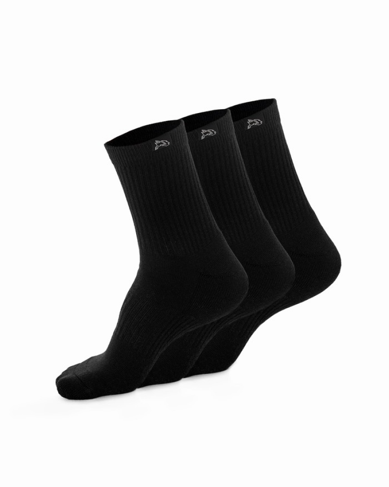 Sosete Barbati Alphalete Wolf Head Crew 3pk Negrii | 059483-EHA