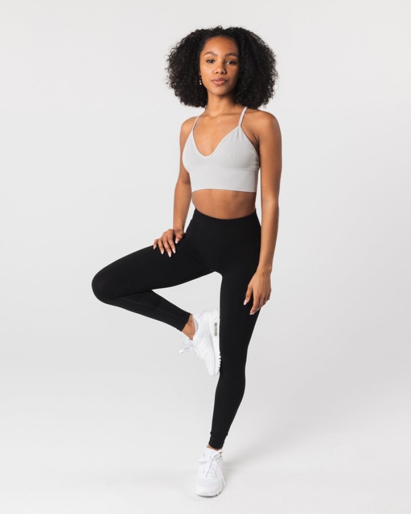 Sutiene Dama Alphalete Seamless Cu Nervuri Gri | 891723-IPF