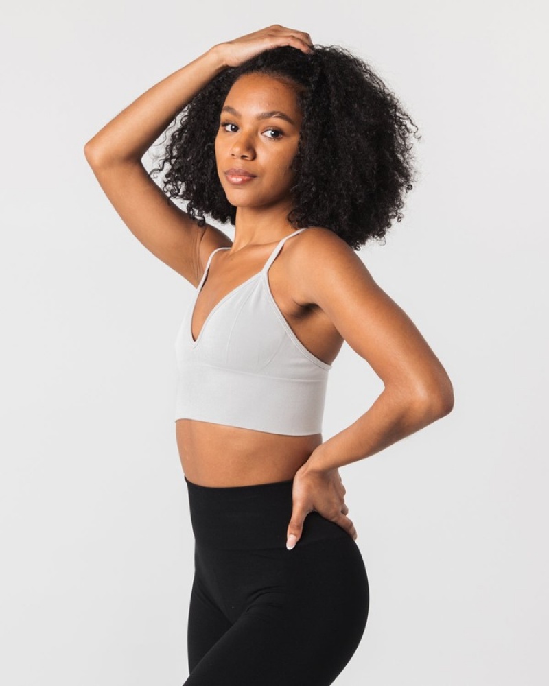 Sutiene Dama Alphalete Seamless Cu Nervuri Gri | 891723-IPF