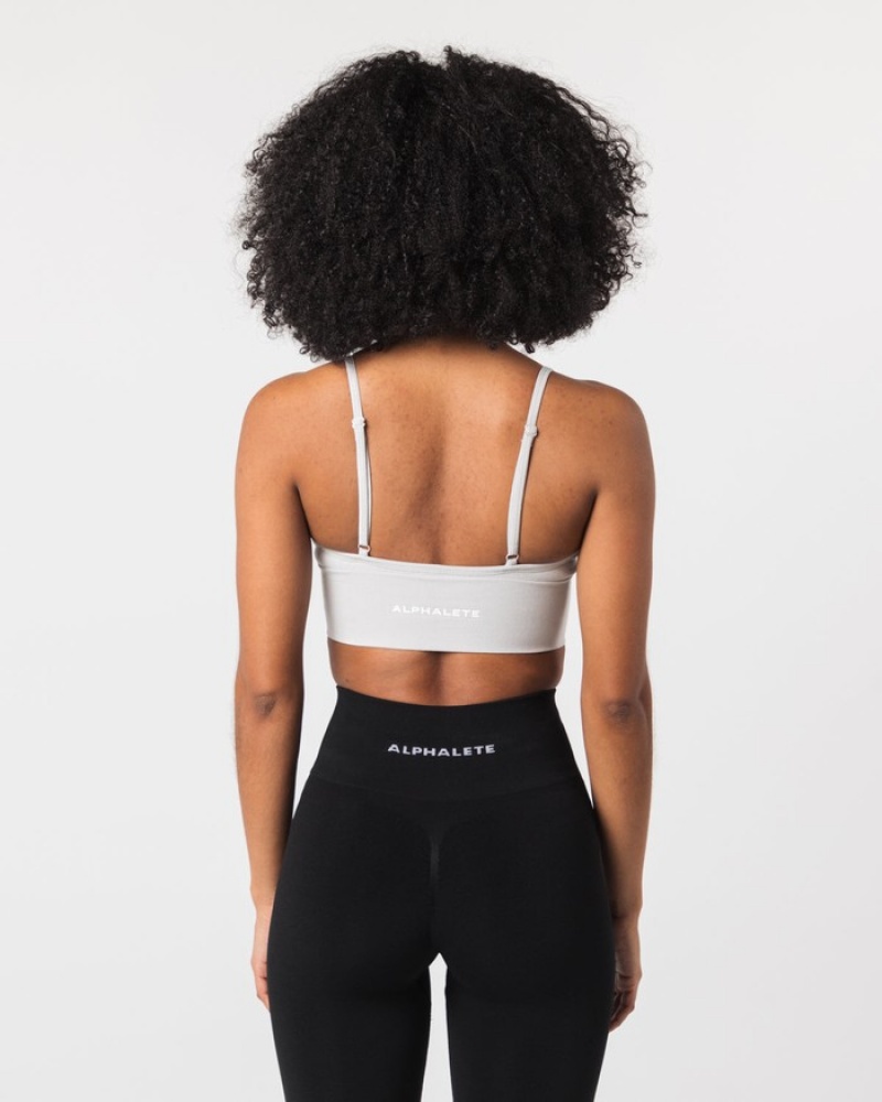 Sutiene Dama Alphalete Seamless Cu Nervuri Gri | 891723-IPF