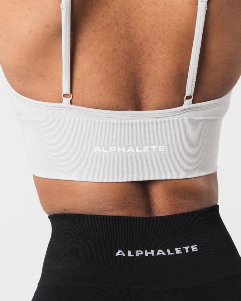 Sutiene Dama Alphalete Seamless Cu Nervuri Gri | 891723-IPF