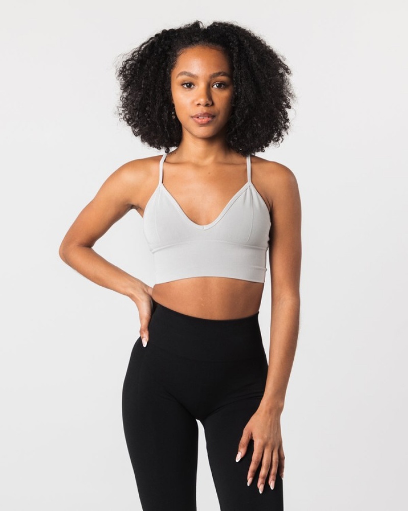 Sutiene Dama Alphalete Seamless Cu Nervuri Gri | 891723-IPF