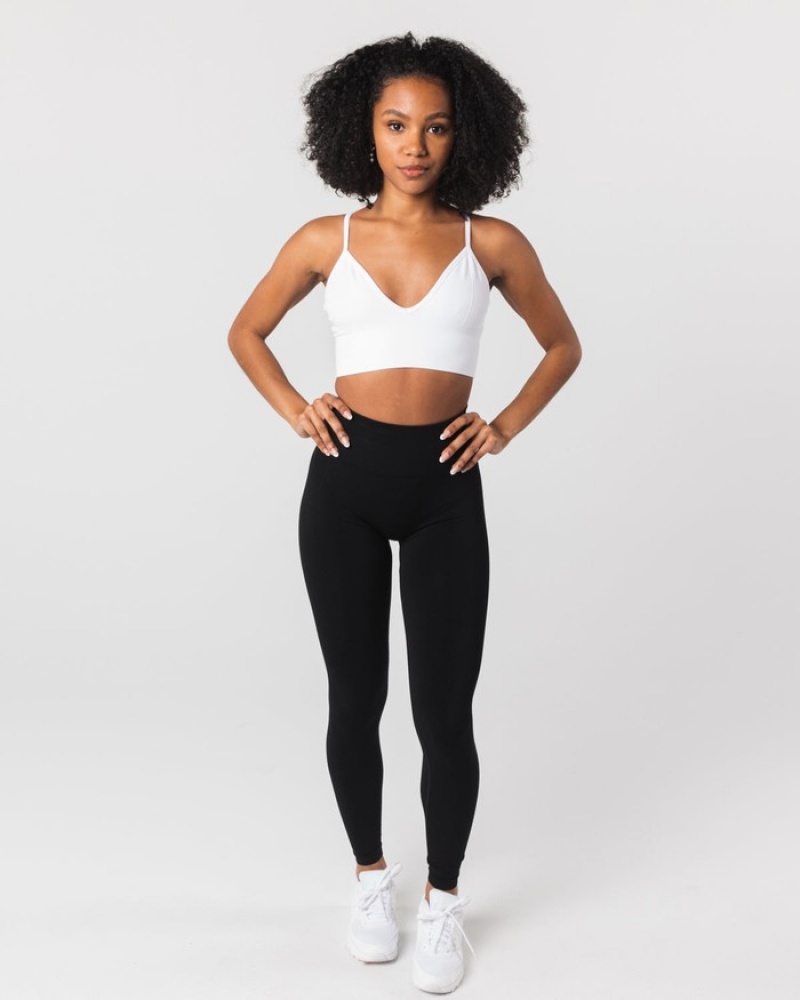 Sutiene Dama Alphalete Seamless Cu Nervuri Albi | 631075-AQW