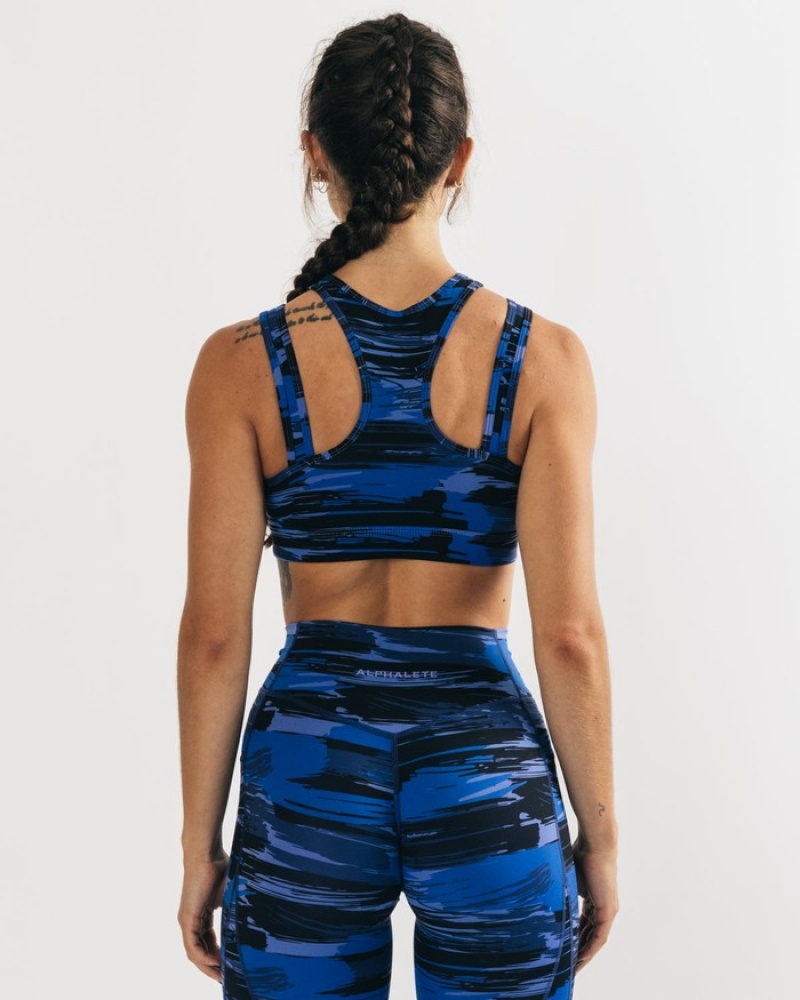 Sutiene Dama Alphalete Surface Keyhole Albastri Camuflaj | 983241-QOI