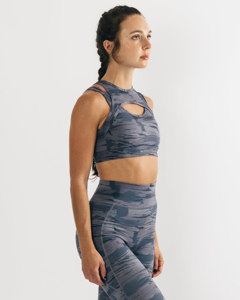 Sutiene Dama Alphalete Surface Keyhole Gri Camuflaj | 326190-WXO