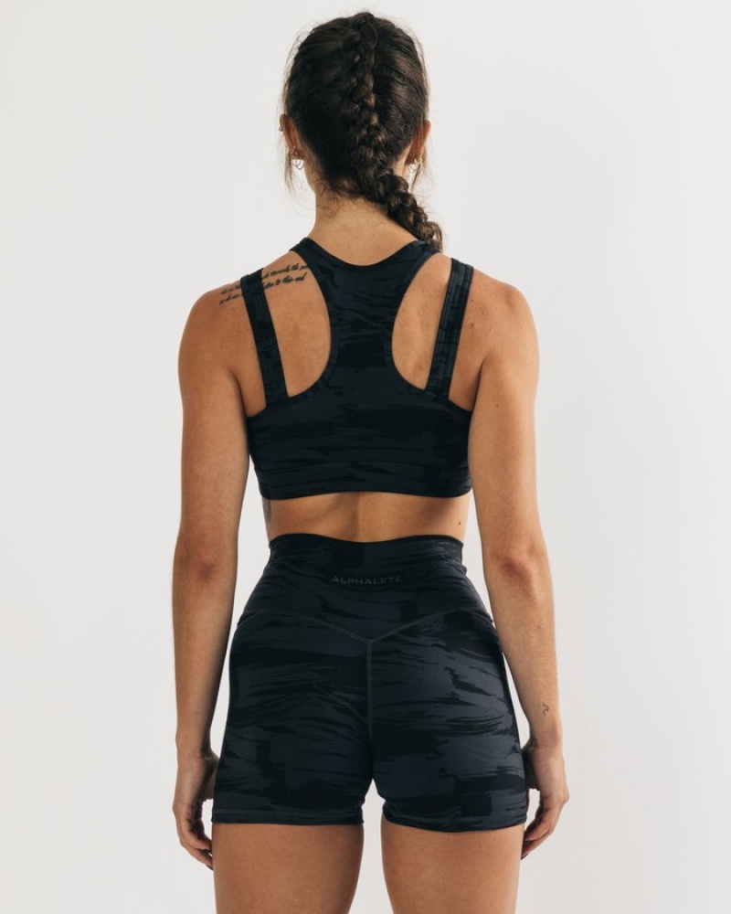 Sutiene Dama Alphalete Surface Keyhole Negrii Camuflaj | 523087-WHF