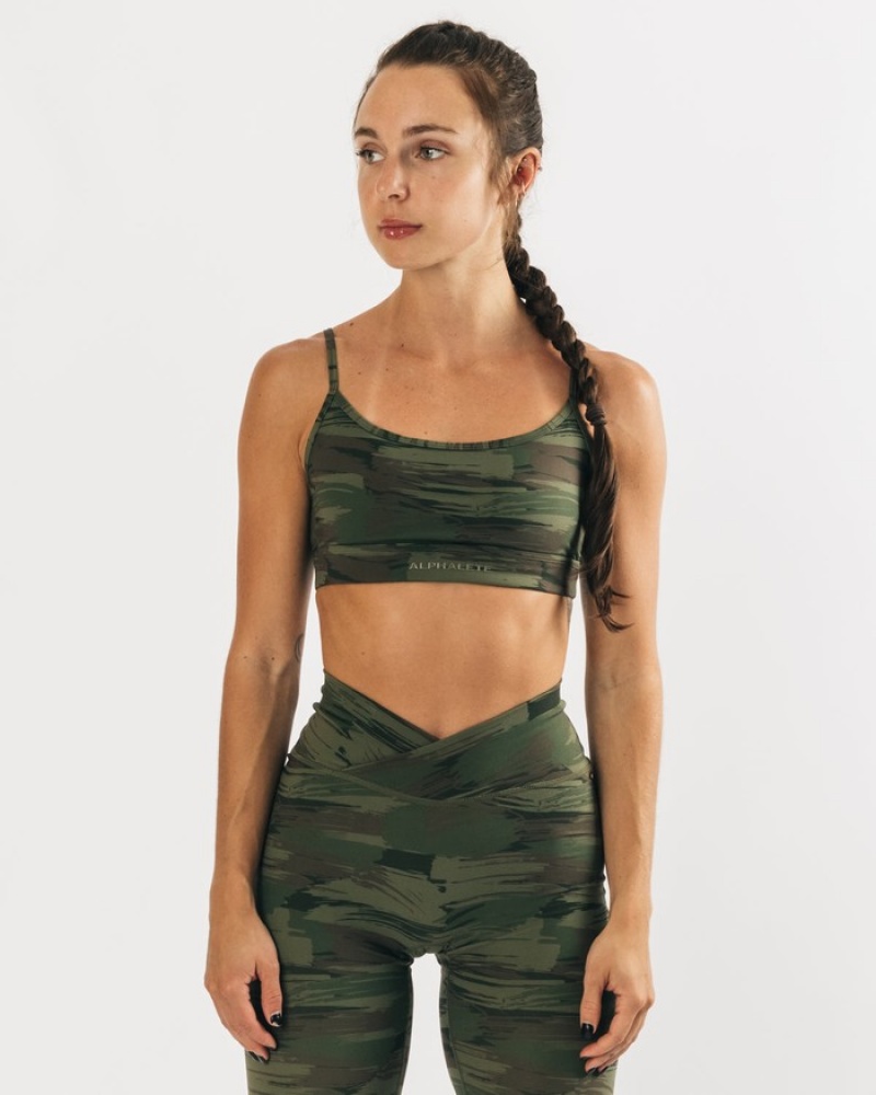 Sutiene Dama Alphalete Surface Limitless Masline Verzi Camuflaj | 476283-DWT