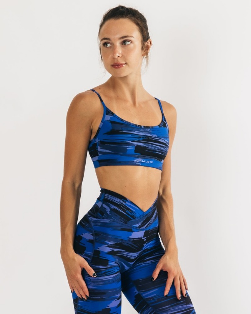 Sutiene Dama Alphalete Surface Limitless Albastri Camuflaj | 816945-COR