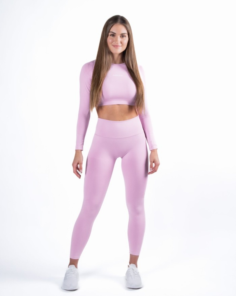 Tricouri Dama Alphalete Amplify LS Crop Roz | 782943-YFG