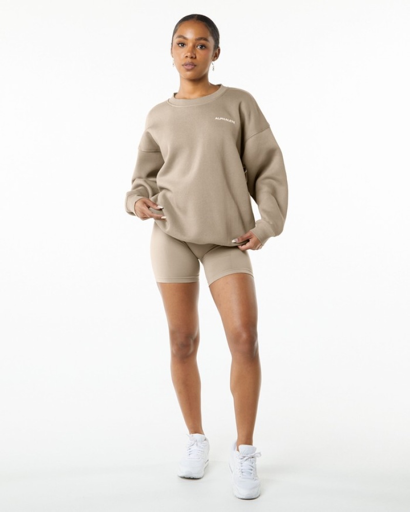 Tricouri Dama Alphalete Clasici Crew Bej | 065987-KOU