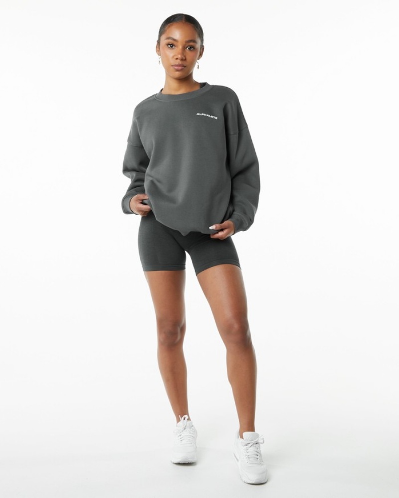 Tricouri Dama Alphalete Clasici Crew Gri | 812653-FAS