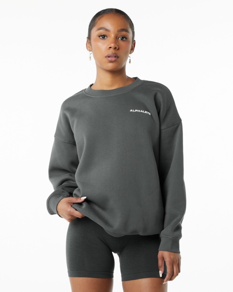 Tricouri Dama Alphalete Clasici Crew Gri | 812653-FAS