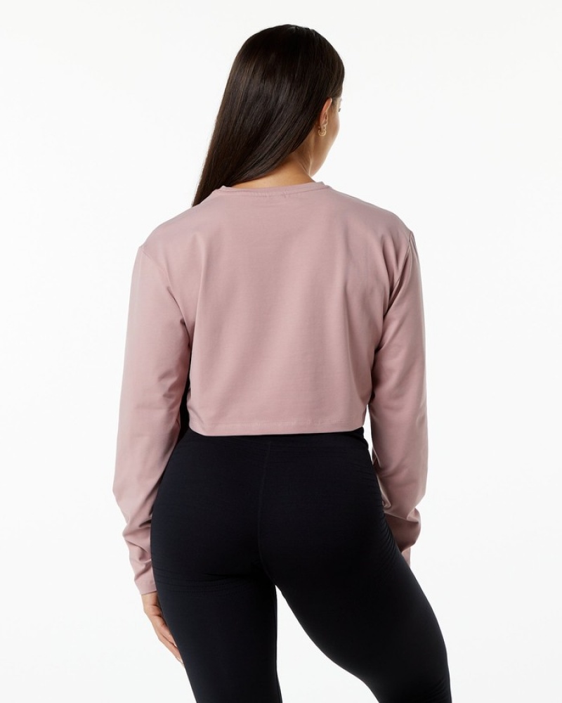 Tricouri Dama Alphalete Dynasty LS Crop Violet | 284069-MIU