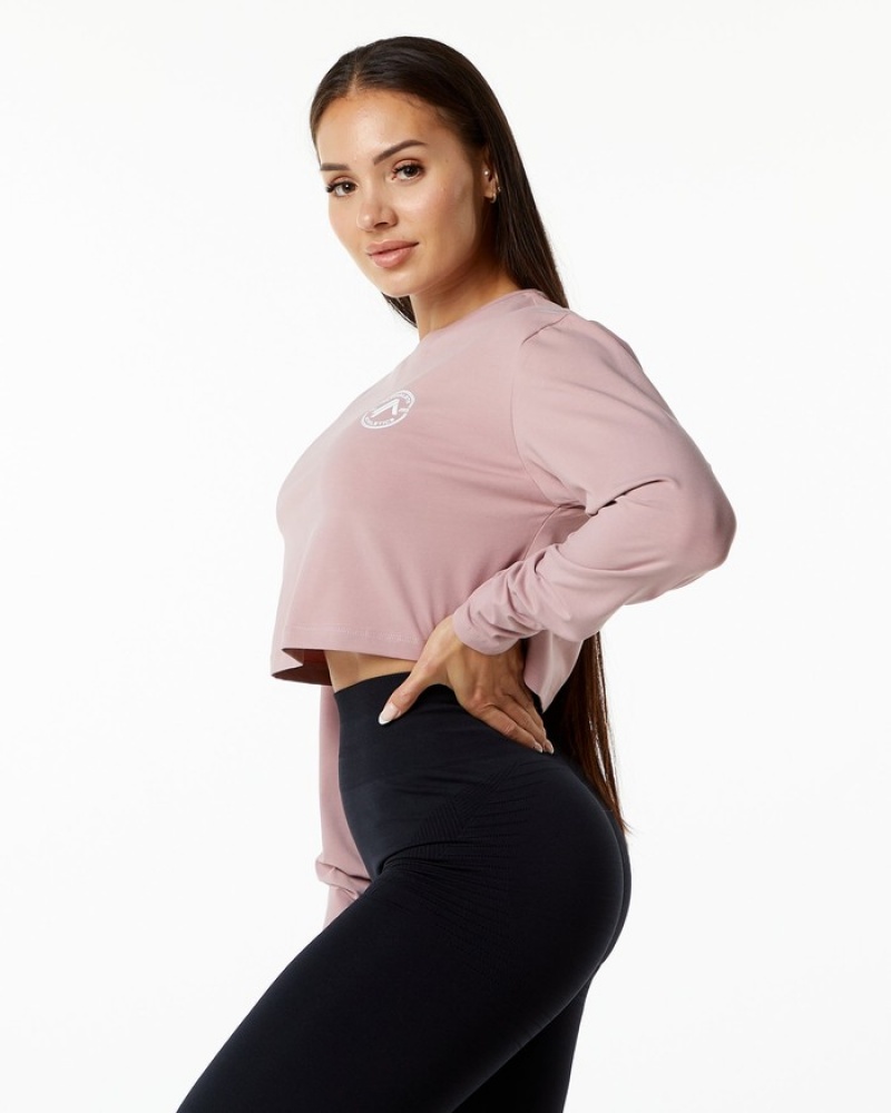 Tricouri Dama Alphalete Dynasty LS Crop Violet | 284069-MIU