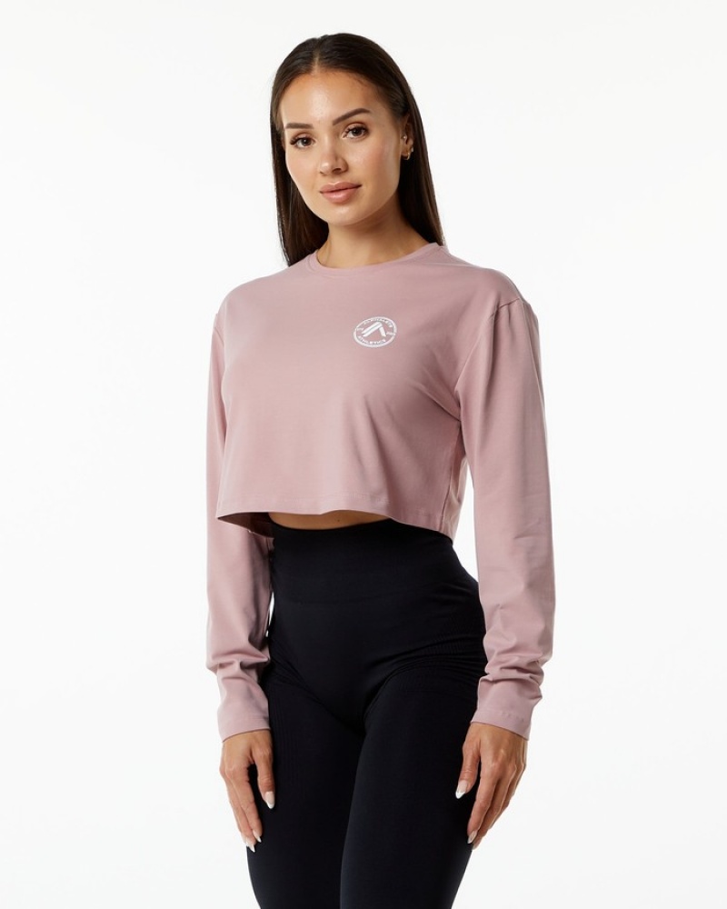 Tricouri Dama Alphalete Dynasty LS Crop Violet | 284069-MIU