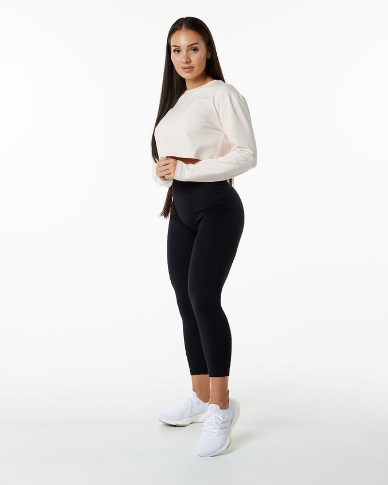 Tricouri Dama Alphalete Dynasty LS Crop Roz | 357148-USY