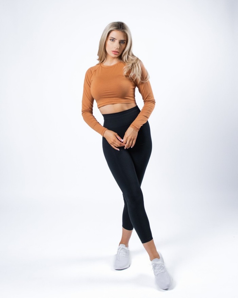 Tricouri Dama Alphalete Evo Long Sleeve Crop Maro | 839420-KFB