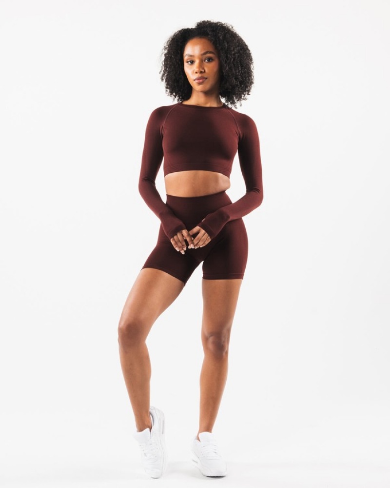 Tricouri Dama Alphalete Stratus LS Crop Visinii | 420617-FIZ