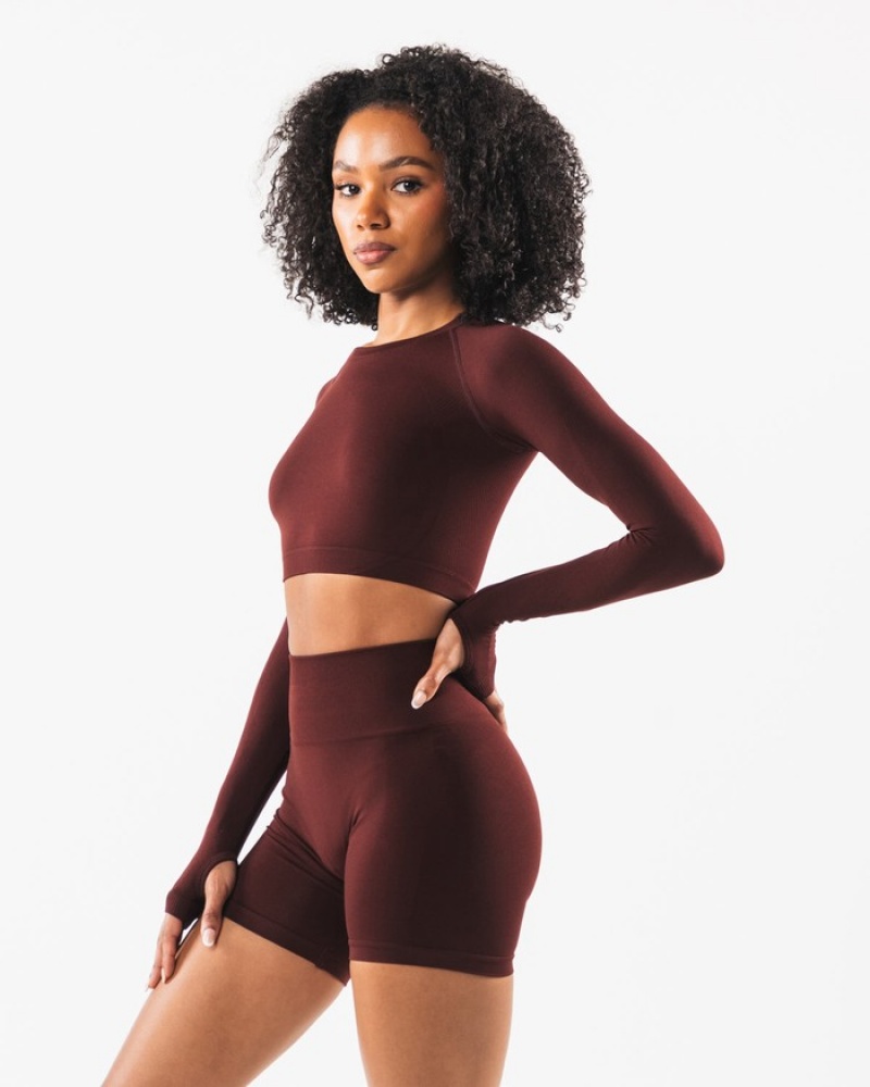Tricouri Dama Alphalete Stratus LS Crop Visinii | 420617-FIZ