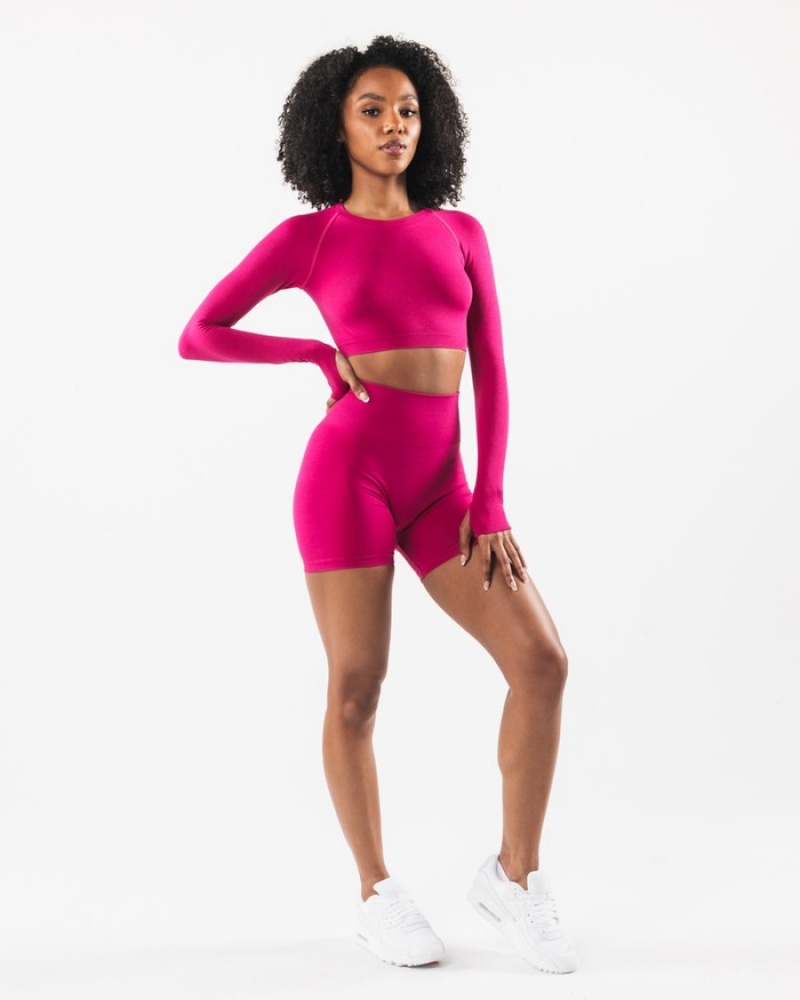 Tricouri Dama Alphalete Stratus LS Crop Roz | 597140-PJT