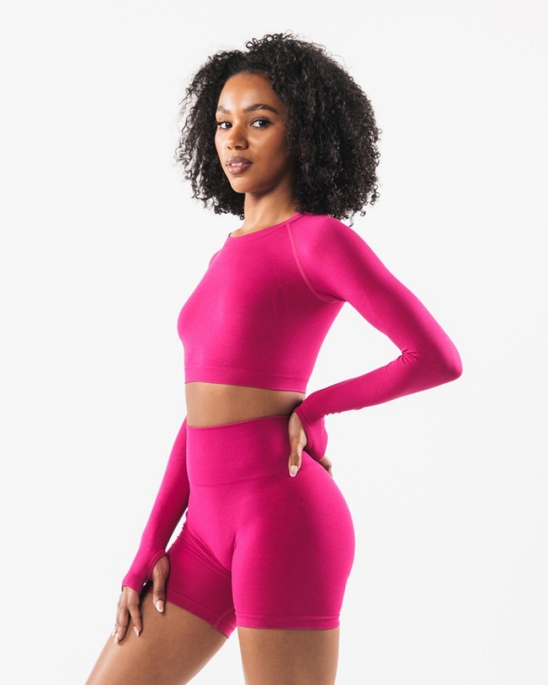 Tricouri Dama Alphalete Stratus LS Crop Roz | 597140-PJT