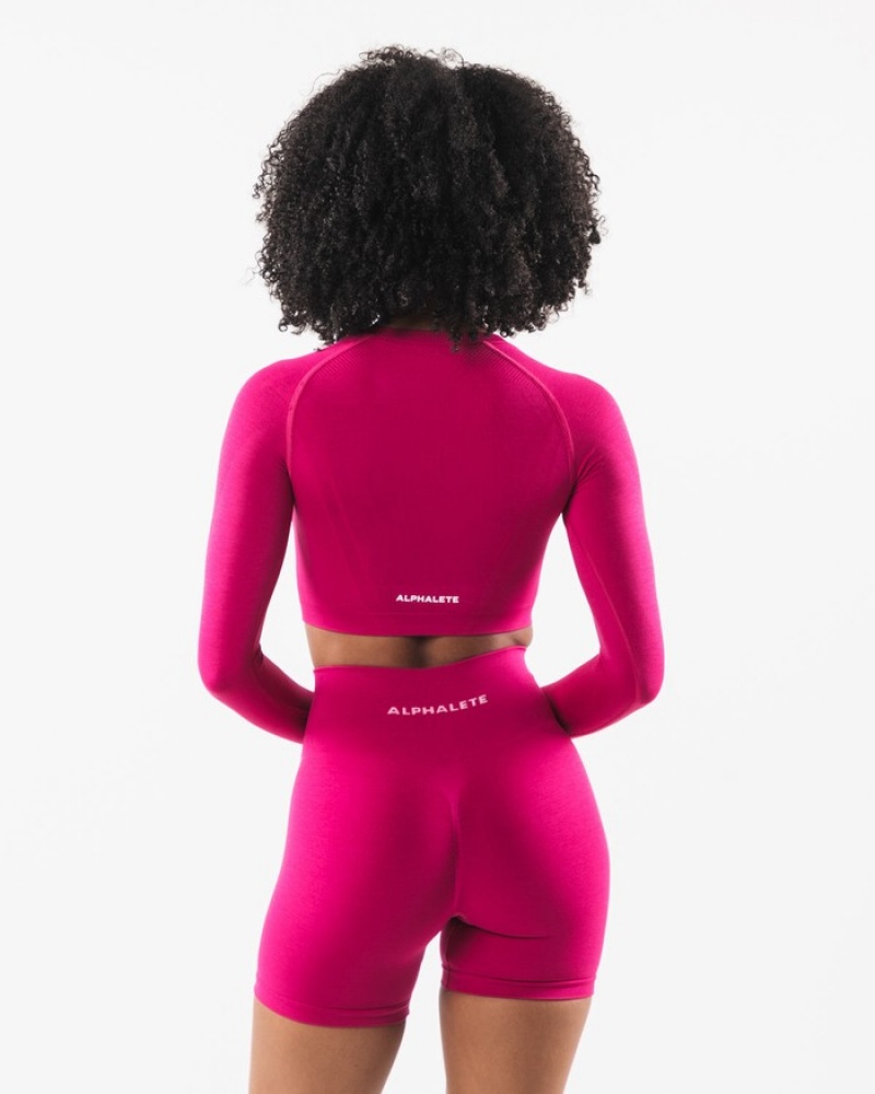 Tricouri Dama Alphalete Stratus LS Crop Roz | 597140-PJT